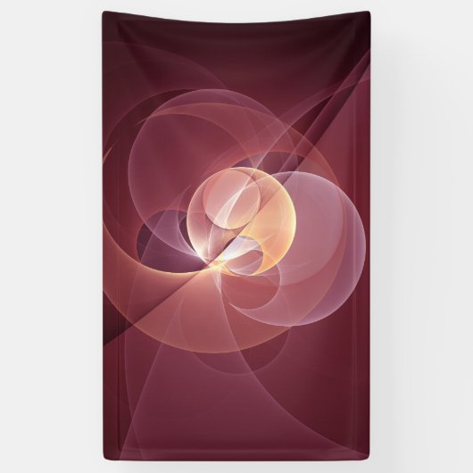 Abstracte Elegante Moderne Wijnrode Fractal Art Spandoek (Verticaal)