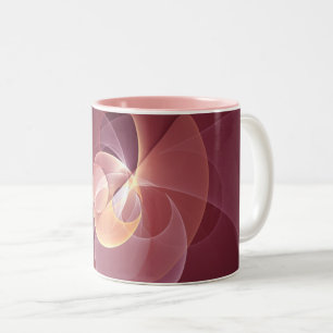 Abstracte Elegante Moderne Wijnrode Fractal Art Tweekleurige Koffiemok
