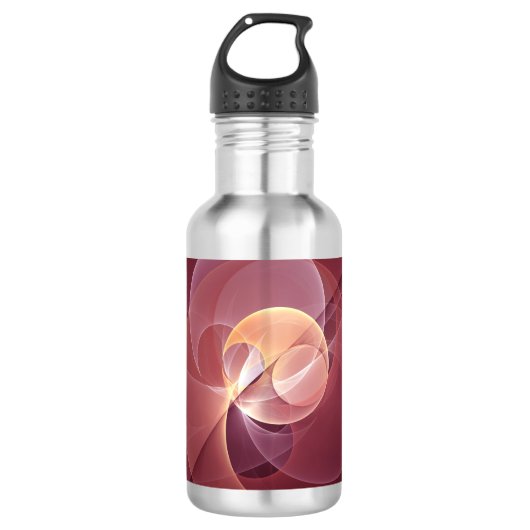 Abstracte Elegante Moderne Wijnrode Fractal Art Waterfles (Voorkant)