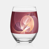 Abstracte Elegante Moderne Wijnrode Fractal Art Wijnglas Zonder Voet (Achterkant)