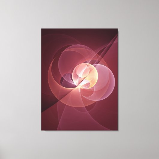 Abstracte Elegante Moderne Wijnrode Fractale Kunst Canvas Afdruk (Voorkant)
