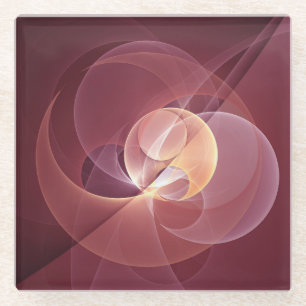 Abstracte Elegante Moderne Wijnrode Fractale Kunst Glazen Onderzetter
