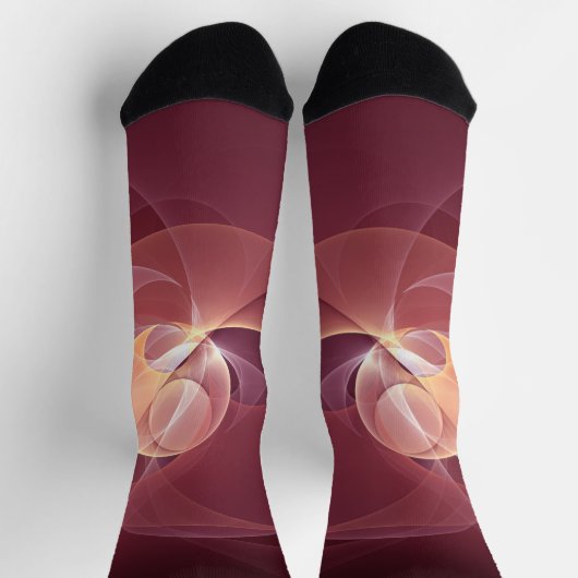 Abstracte Elegante Moderne Wijnrode Fractale Kunst Sokken (Top)