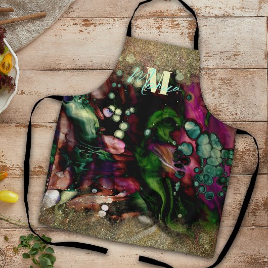 Abstracte Elegante Organische Gouden Glitterij Mon Schort