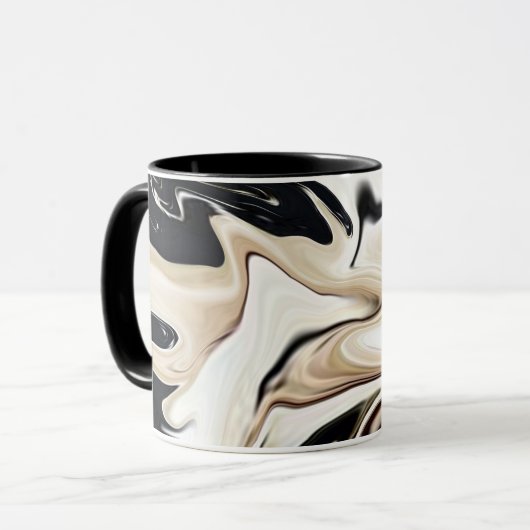 Abstracte elegante retro kleuren digitale vloeiend mok (Voorkant links)