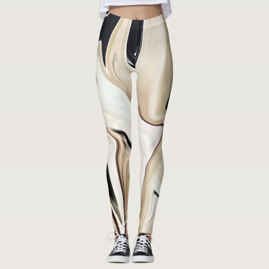 Abstracte elegante retro kleuren digitale vloeisto leggings (Voorkant)