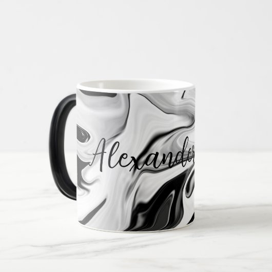 Abstracte elegante retro kleuren digitale vloeisto magische mok (Voorkant links)