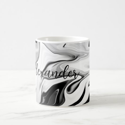 Abstracte elegante retro kleuren digitale vloeisto magische mok (Center)