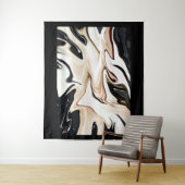 Abstracte elegante retro kleuren digitale vloeisto wandkleed (In situ)