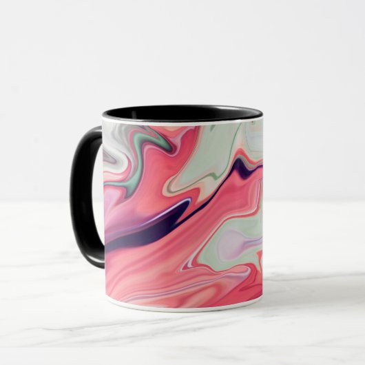 Abstracte elegante vloeibare vloeistof marmer stro mok (Voorkant links)