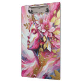 Abstracte Elegante vrouw gezicht roze bladeren pos Klembord (Links)