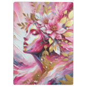 Abstracte Elegante vrouw gezicht roze bladeren pos Klembord (Achterkant)