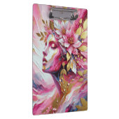 Abstracte Elegante vrouw gezicht roze bladeren pos Klembord (Rechts)