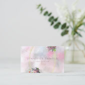 Abstracte Elegante Waterverf Bloemen Gouden Lijst  Visitekaartje (Staand voorkant)