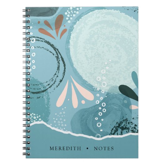 Abstracte elegantie Aqua turquoise Persoonlijk Notitieboek (Voorkant)