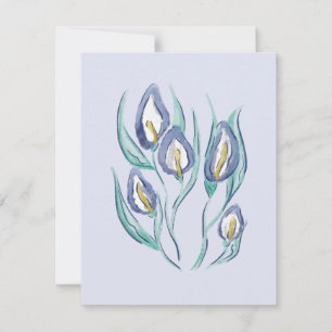 Abstracte Elegantie: Aquarel Paarse Calla Lilies