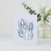 Abstracte Elegantie: Aquarel Paarse Calla Lilies (Staand voorkant)