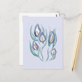 Abstracte Elegantie: Aquarel Paarse Calla's Briefkaart