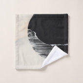 Abstracte elegantie: Encaustische fusie van zwart  Bad Handdoek (Wasdoekje)