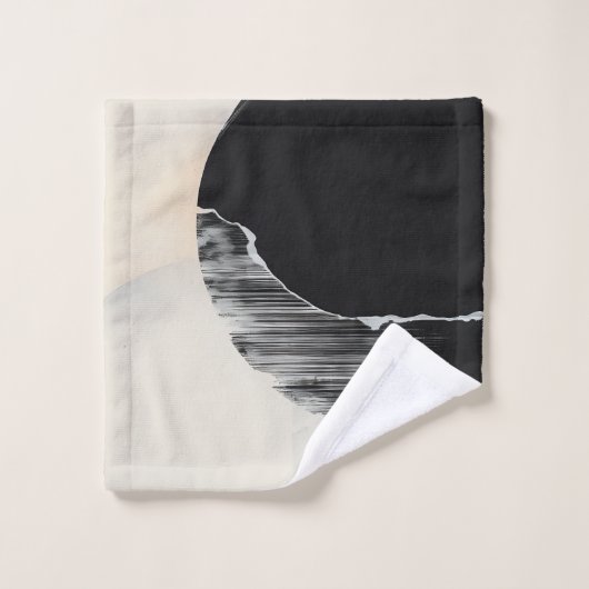 Abstracte elegantie: Encaustische fusie van zwart Bad Handdoek (Wasdoekje)