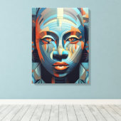 Abstracte elegantie: Geometrisch portret van de vr Canvas Afdruk (Insitu (Houten vloer))