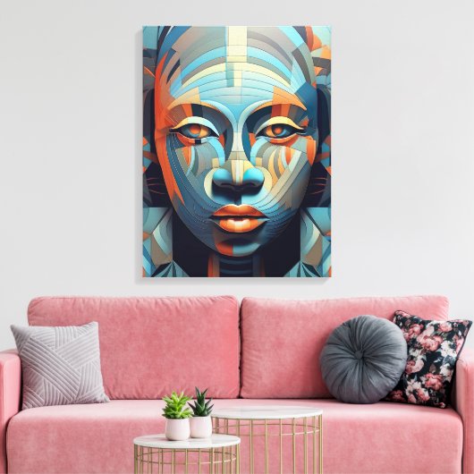 Abstracte elegantie: Geometrisch portret van de vr Canvas Afdruk (Insitu (Woonkamer))