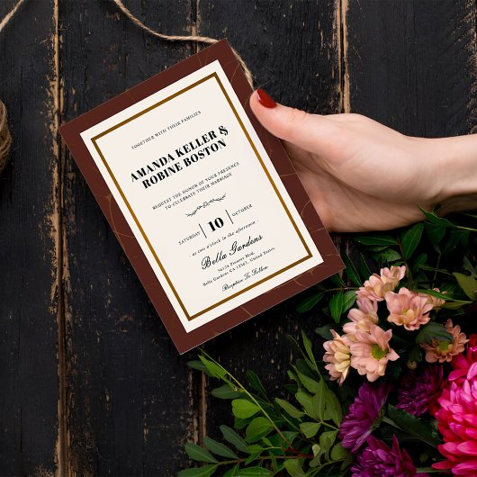 Abstracte Elegantie Golden Lijst bruiloft Kaart