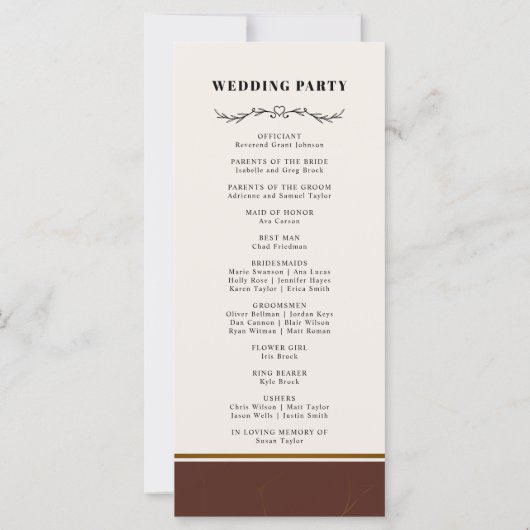 Abstracte Elegantie Golden Lijst Trouwprogramma's (Achterkant)