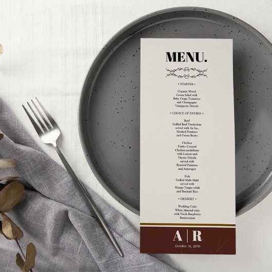 Abstracte Elegantie Golden Lijst Wedding Menu
