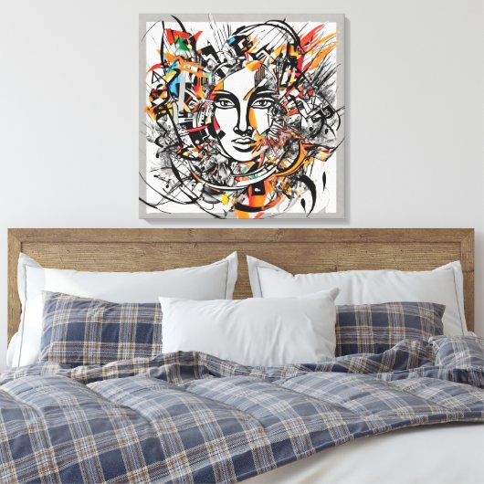 Abstracte elegantie opgerekt canvasprint canvas afdruk (Insitu (Slaapkamer))