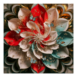 Abstracte elegantie: raadselachtige vrouw in poppy perfect poster