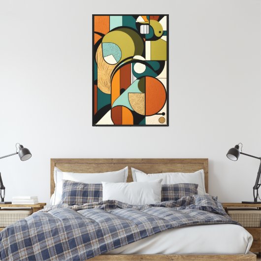 Abstracte elegantie | Retro Olive Design Canvas Afdruk (Insitu (Slaapkamer))