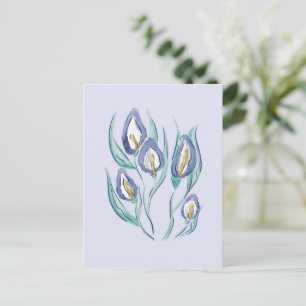 Abstracte Elegantie: Waterverf Paarse Calla Lilies Feestdagenkaart