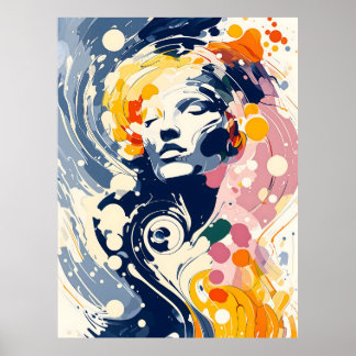Abstracte elegantie – wervelende kleuren en emotie poster