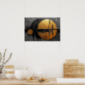 Abstracte elegantie: zwart, goud en grijze kunst poster (Keuken)
