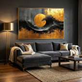 Abstracte elegantie: zwart, goud en grijze kunst poster