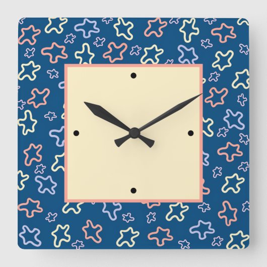 Abstracte elementen op een blauwe achtergrond voor vierkante klok (Voorkant)