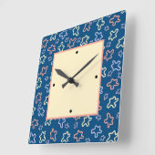 Abstracte elementen op een blauwe achtergrond voor vierkante klok (Hoek)