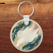 Abstracte Emerald & Goud Marmer Design Sleutelhanger (Achterkant)