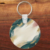Abstracte Emerald & Goud Marmer Design Sleutelhanger (Voorkant)