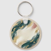 Abstracte Emerald & Goud Marmer Design Sleutelhanger (Achterkant)
