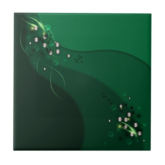 Abstracte Emerald Green Layout en Gold Ornamenten Tegeltje (Voorkant)