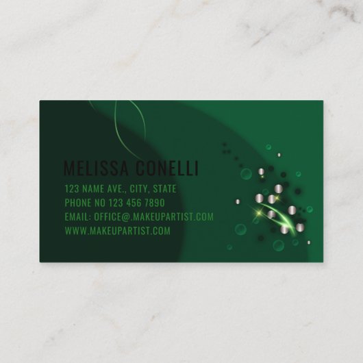 Abstracte Emerald Green Layout en Gold Ornamenten Visitekaartje (Achterkant)