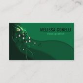 Abstracte Emerald Green Layout en Gold Ornamenten Visitekaartje (Voorkant)