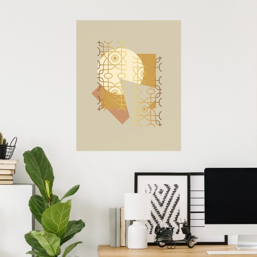 Abstracte en geometrische Golden Boho Poster (Thuiskantoor)