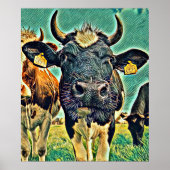 Abstracte en grappige koe poster (Voorkant)