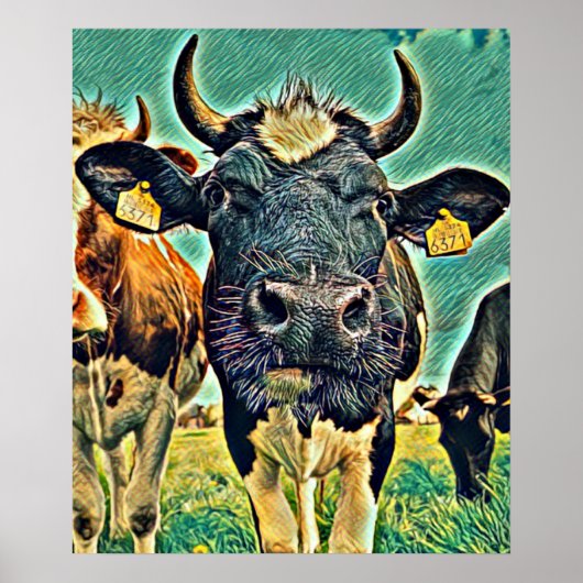 Abstracte en grappige koe poster (Voorkant)