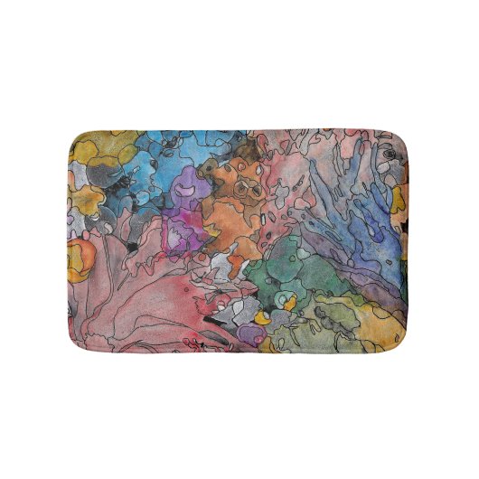 Abstracte en kleurrijke badmat (Voorkant)