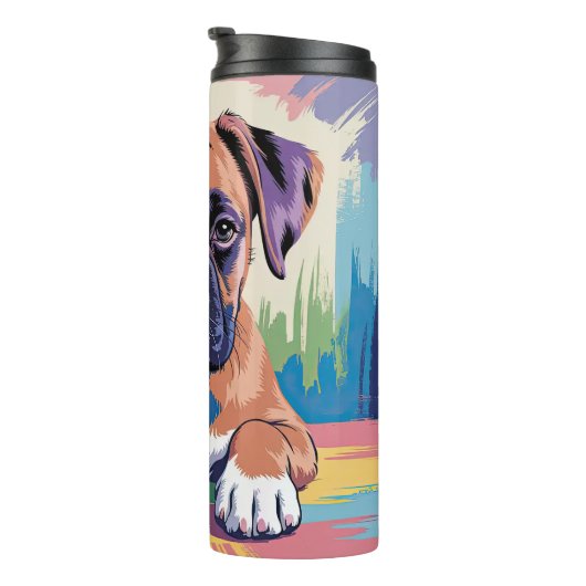 Abstracte en kleurrijke Boxer Dog Thermosbeker (Geroteerd rechts)