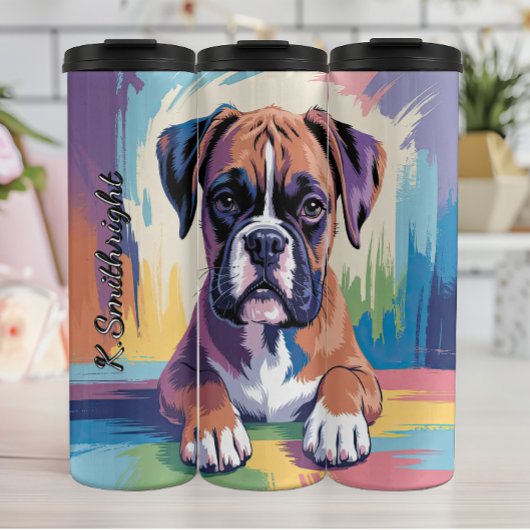 Abstracte en kleurrijke Boxer Dog Thermosbeker